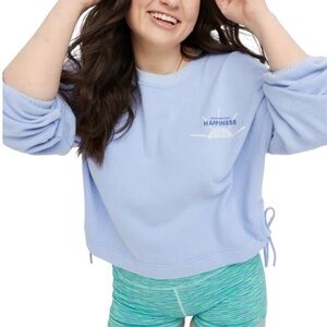 Offline by AERIE | Women’s Light Blue Cotton Cropped Side Tie Sweatshirt size XL